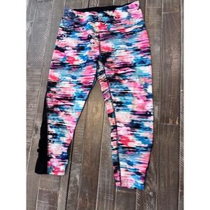 RBX Activewear Capri Leggings Women's Size Large‎ Tie Dye Black Trim